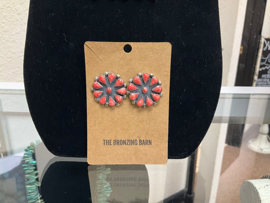 Round coral earrings